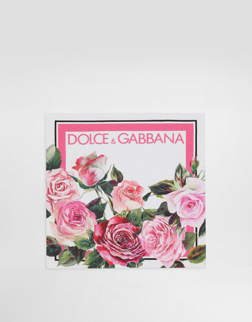 Dolce & Gabbana Tuch aus Seidentwill Rosenprint 50 x 50 Drucken FN093RGDCUH