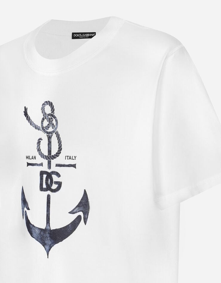 Dolce & Gabbana T-shirt à manches courtes et imprimé marine Blanc G8RK6TG7LGY
