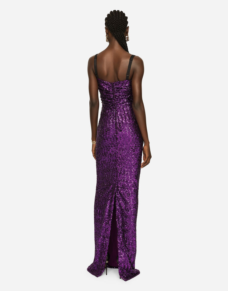 Dolce & Gabbana Long sequined dress Purple F6ZA6TFLM7Q