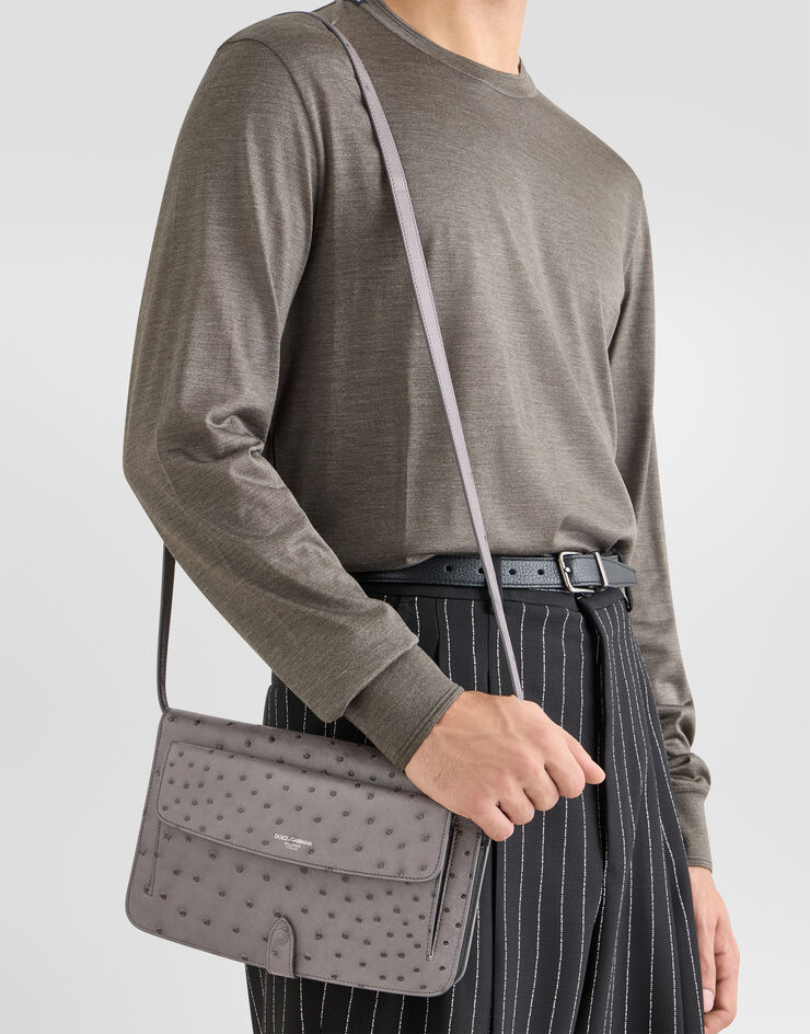 Dolce & Gabbana 鸵鸟皮手拿包 灰 BM2770A8K00