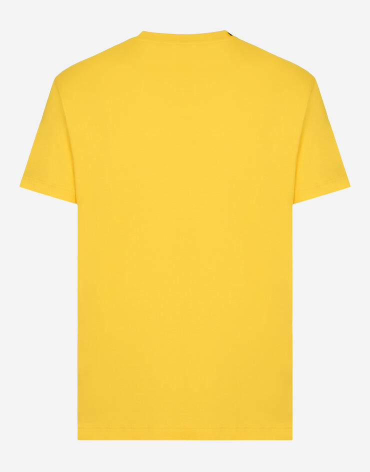 Dolce&Gabbana Cotton T-shirt with branded tag Yellow G8PT1TG7JV9