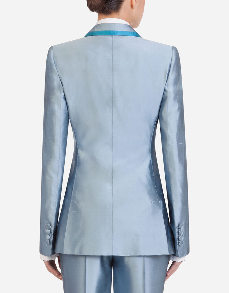 Dolce & Gabbana SINGLE-BREASTED BLOCK COLOR JACKET IN SHANTUNG LIGHT BLUE F29FITFU1L5