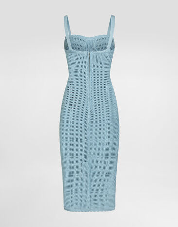 Dolce & Gabbana Openwork knit bustier dress Blue FXS51ZJGMHW