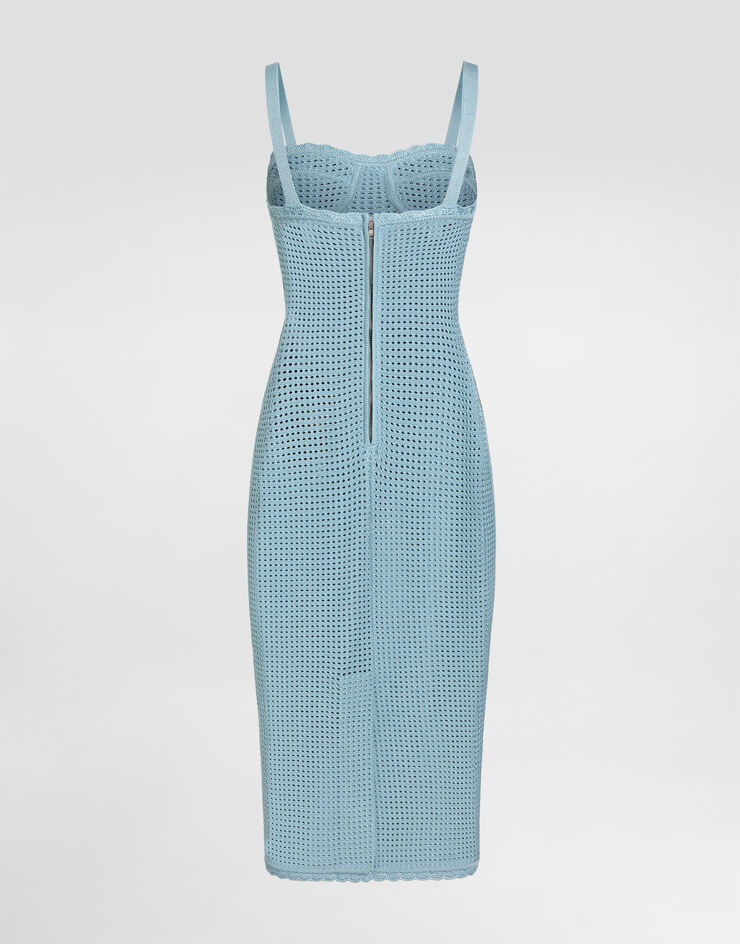 Dolce & Gabbana Openwork knit bustier dress Blue FXS51ZJGMHW