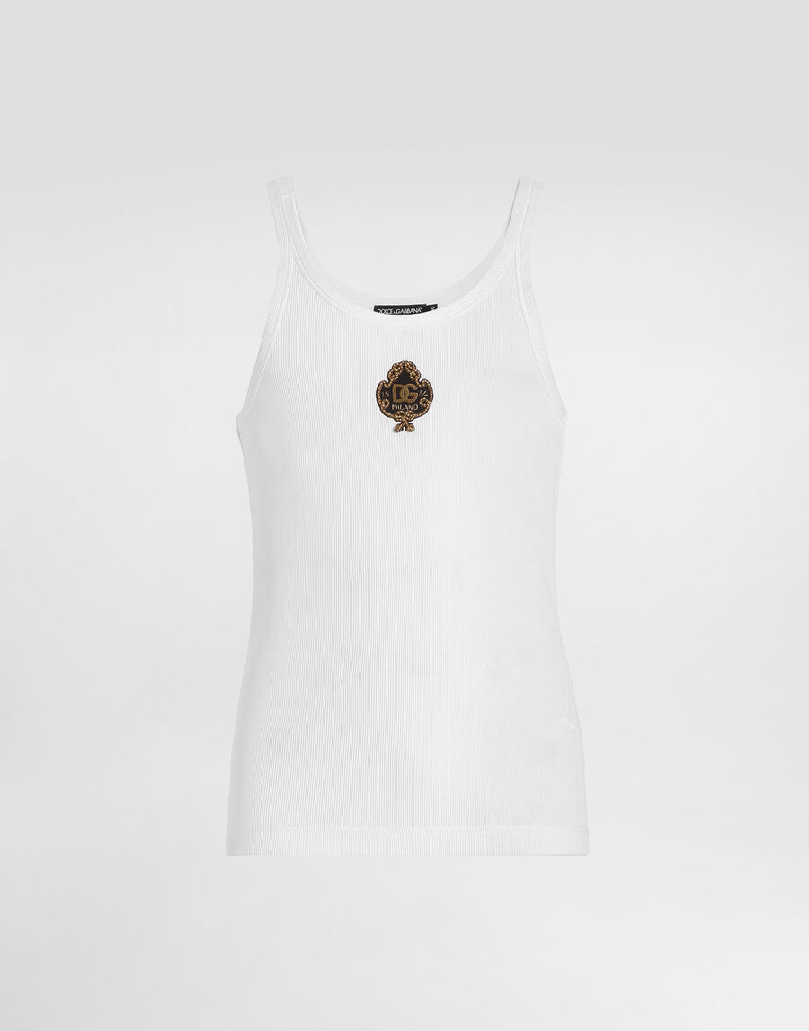 Ribbed jersey tank top with patch