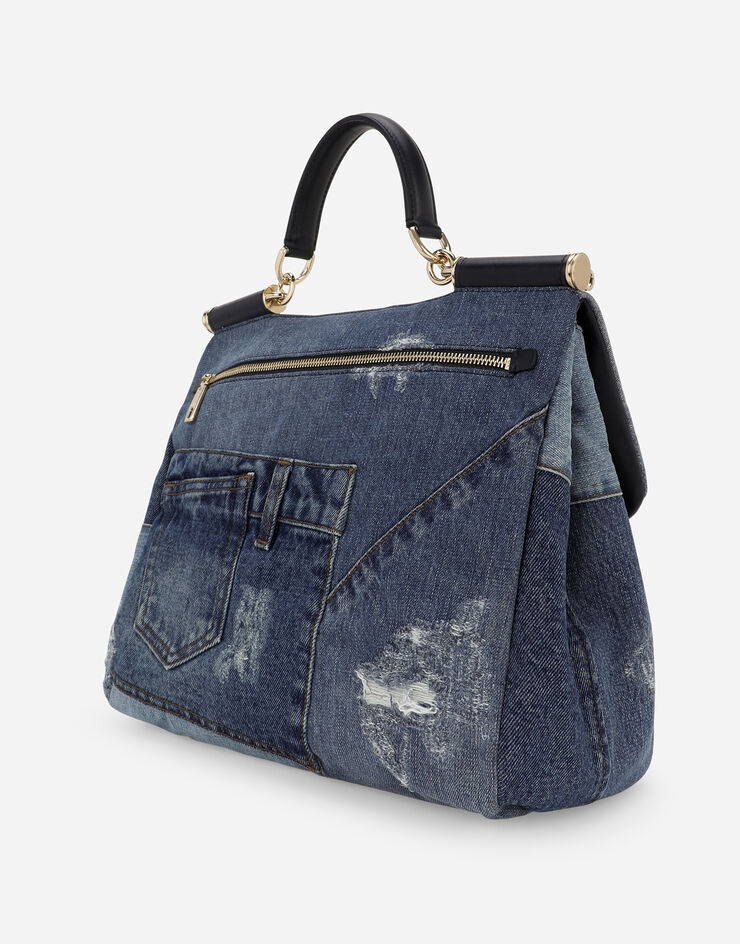 Dolce & Gabbana Bolso Sicily Soft grande en patchwork de denim Denim BB7396AO621