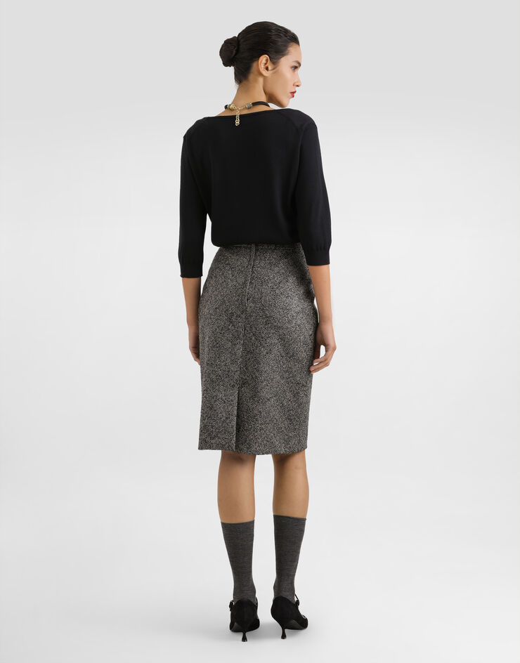 Dolce & Gabbana Skirt in wool blend chevron Multicolor F4C6CTFCZAF