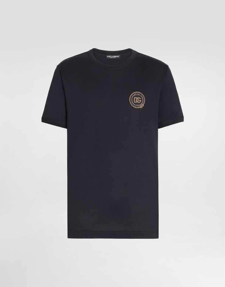 Dolce & Gabbana Cotton t-shirt with patch Blue G8PV1ZG7Q2N