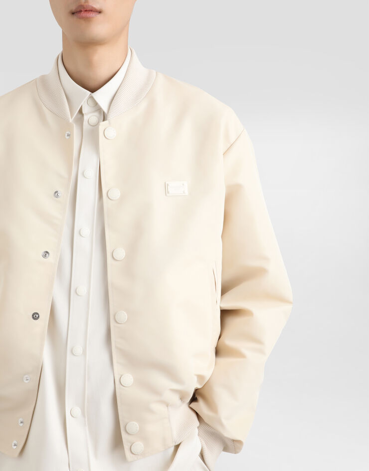 Dolce & Gabbana Bomberjacke aus technischem Gewebe mit Plakette Weiss G9BNCTFUMNQ