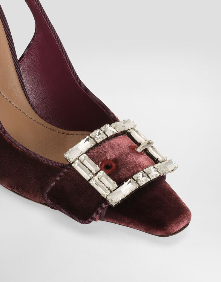 Dolce & Gabbana Zapato destalonado de terciopelo con hebilla joya Burdeos CG0859A9S20