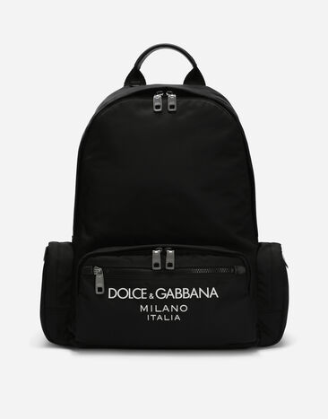 Dolce & Gabbana Sac à dos en nylon avec logo gommé Noir G2PS2THJMOW