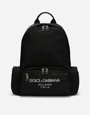 Dolce & Gabbana Zaino in nylon con logo gommato Nero G2PS2THJMOW