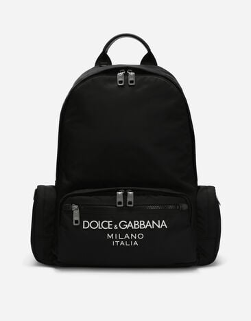 Dolce & Gabbana Zaino in nylon con logo gommato Nero BM2336AG182