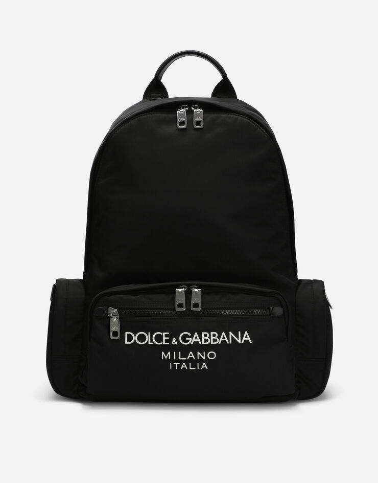 Dolce & Gabbana Mochila de nailon con logotipo engomado Negro BM2197AG182