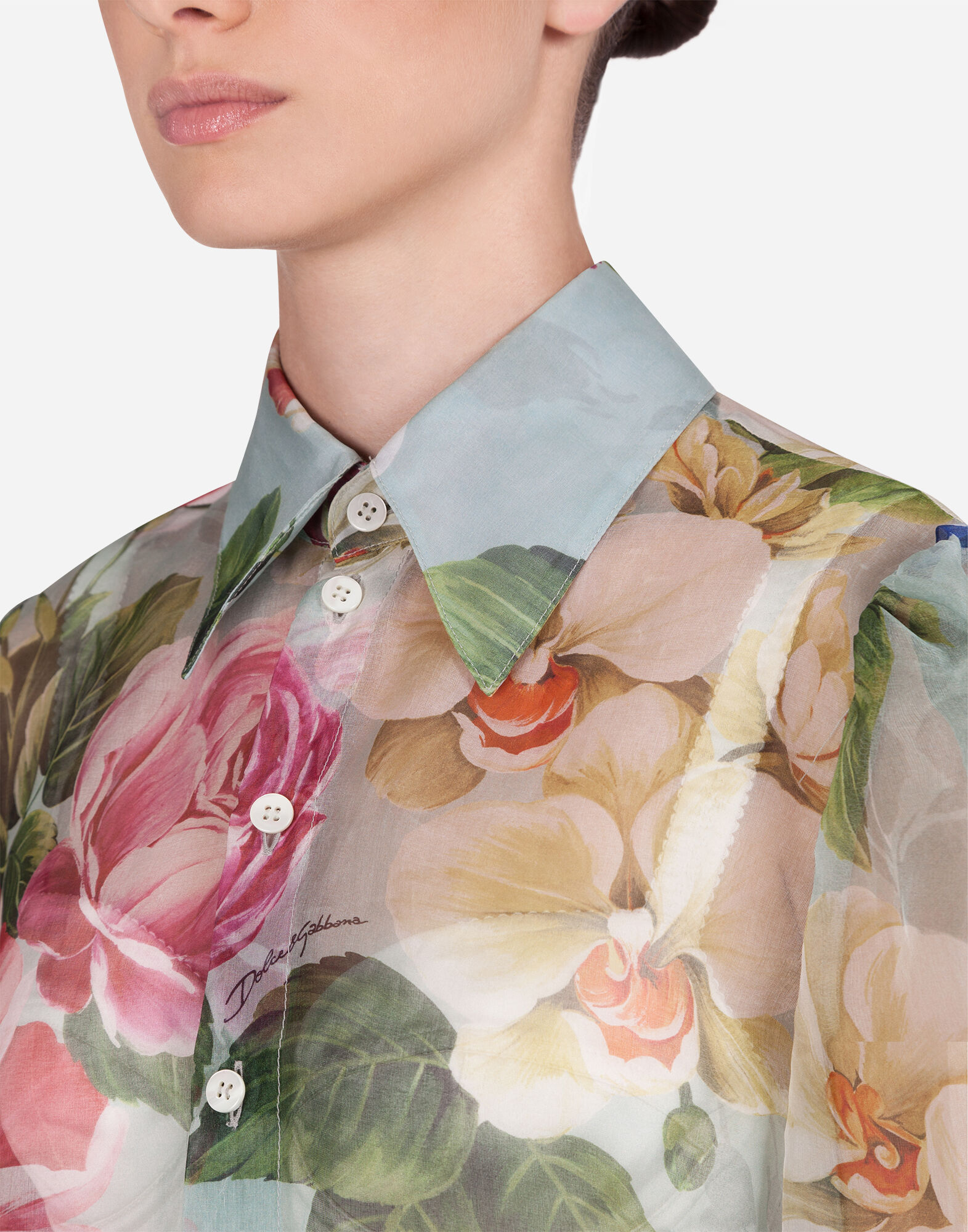 Camicia Stampa Fiori Abbigliamento Donna Dolce Gabbana