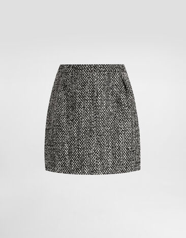 Dolce & Gabbana Kurzer Rock aus Doppelgewebe aus einem Wollmix Mehrfarbig F4C7RTFMZAL