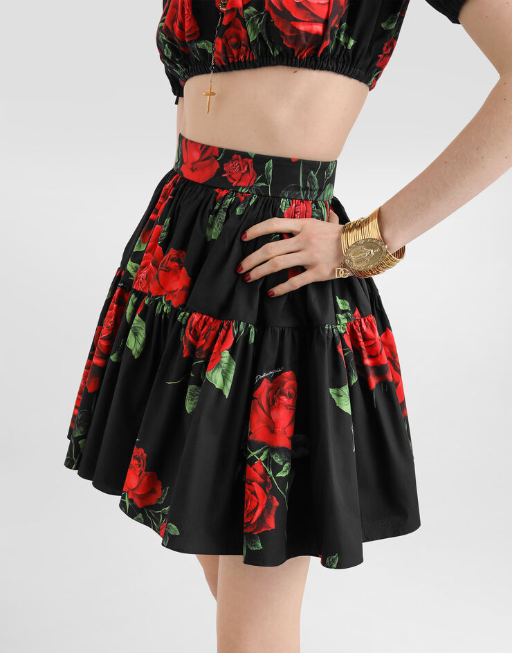 Dolce & Gabbana Rose-print poplin skirt Dolce & Gabbana Rose-print poplin skirt Multicolor F4CB1THS5VL