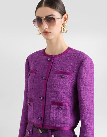 Dolce & Gabbana Petite veste droite en tweed Rachel Violet F27GOTFMTAC