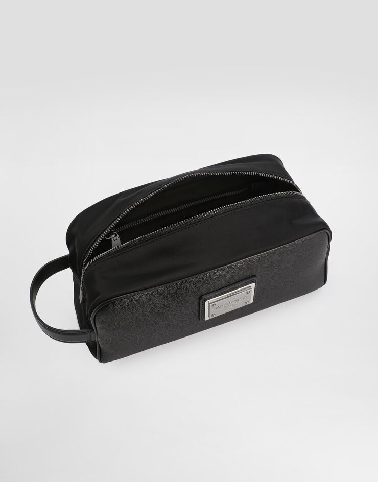 Dolce & Gabbana Grainy calfskin and nylon toiletry bag Black BT0989AD447