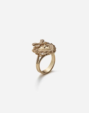 Dolce & Gabbana Devotion Ring aus 18 Karat Gelbgold mit Diamanten GELBGOLD WRLD1GWDWYE