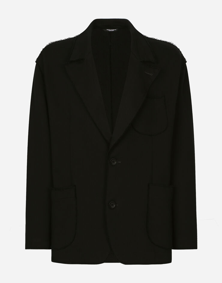 Dolce&Gabbana Oversize jersey jacket with logo tag Black G2TA3TGH114