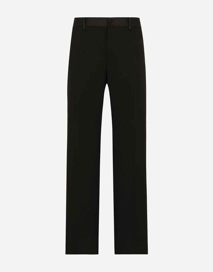 Dolce & Gabbana Straight-leg wool tuxedo pants Black GVRZHTFU21E