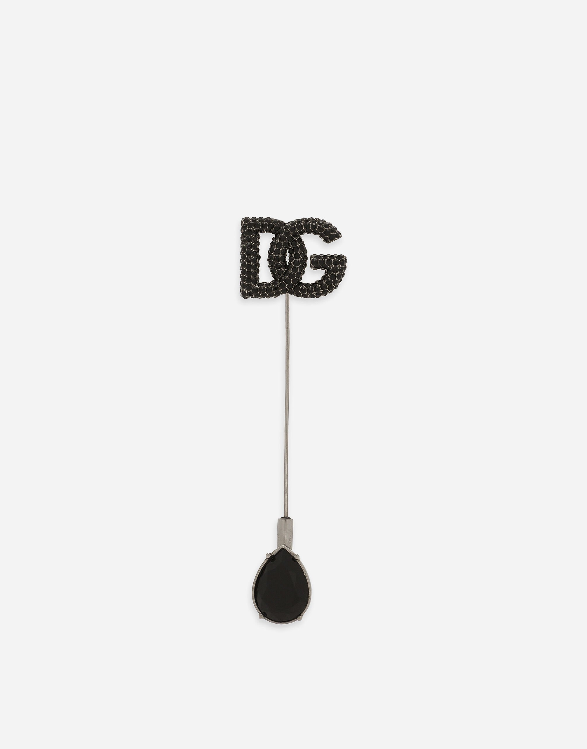 Dolce & Gabbana Broche logo DG avec strass Argent G2QU6TFLSEP