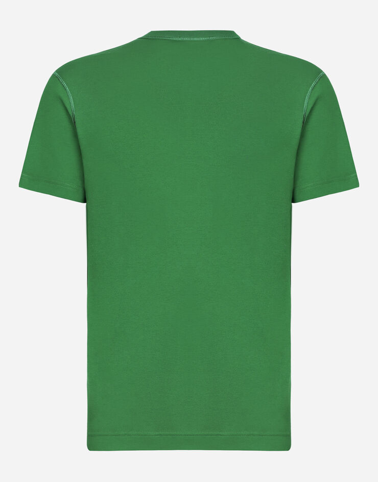 Dolce & Gabbana T-shirt en coton avec plaquette logotée Vert G8KJ9TFU7EQ