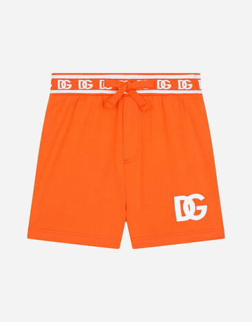 Dolce & Gabbana Jersey jogging shorts with DG logo Orange L1JQS9G7IK1