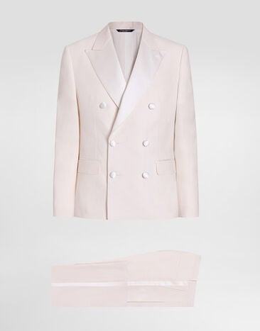 Dolce & Gabbana Double-breasted suit in linen canvas White GK04JTFU4MC