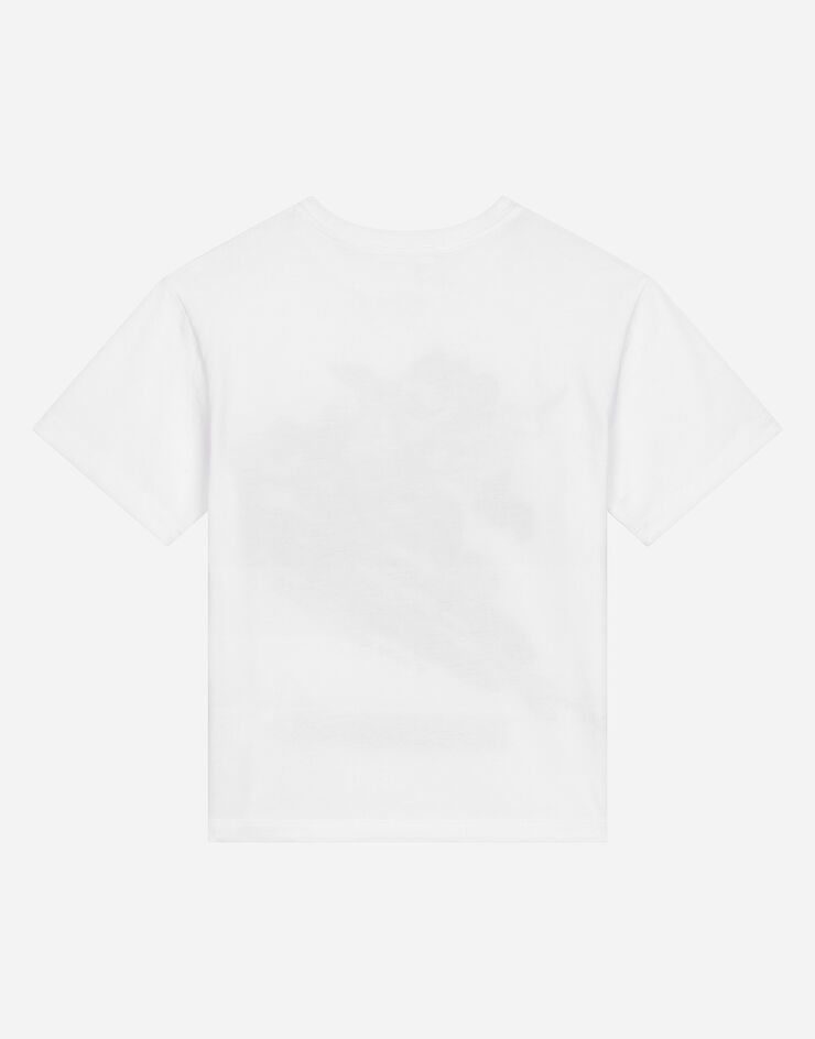 Dolce & Gabbana T-shirt in jersey con stampa mascotte Bianco L4JTEYG7M6A