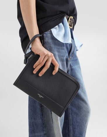 Dolce & Gabbana Atene clutch bag in calfskin Blue BM2528A0701