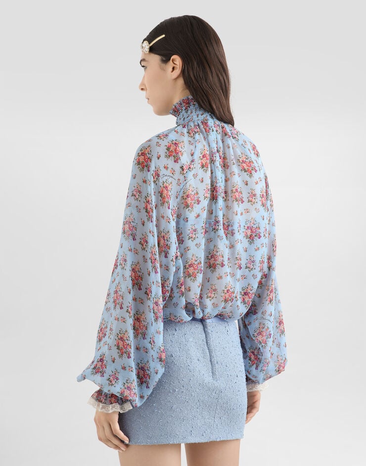 Dolce & Gabbana Small flower bouquets-print chiffon top Multicolor F7BK3TIS10F