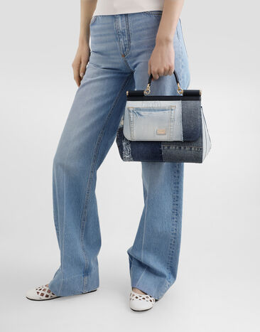Dolce & Gabbana Bolso Sicily grande en denim y piel de becerro Denim BB6002AO621