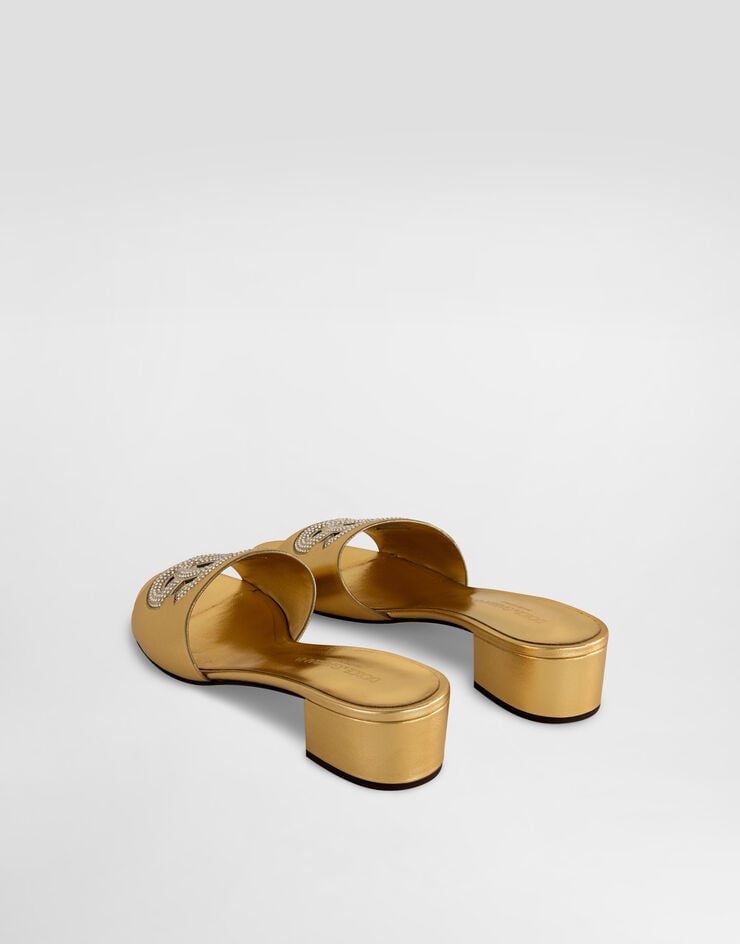 Dolce & Gabbana Burnished leather sandals with rhinestones Gold CR1938C7342