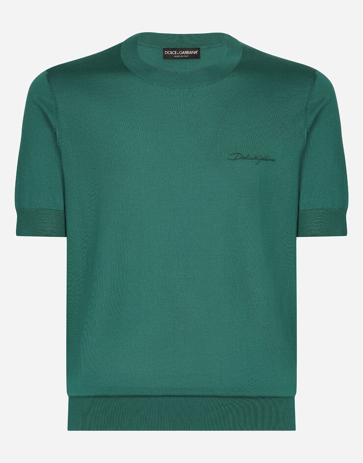 Dolce & Gabbana Dolce&Gabbana 徽标真丝圆领针织衫 绿 GXX03ZJBSJS