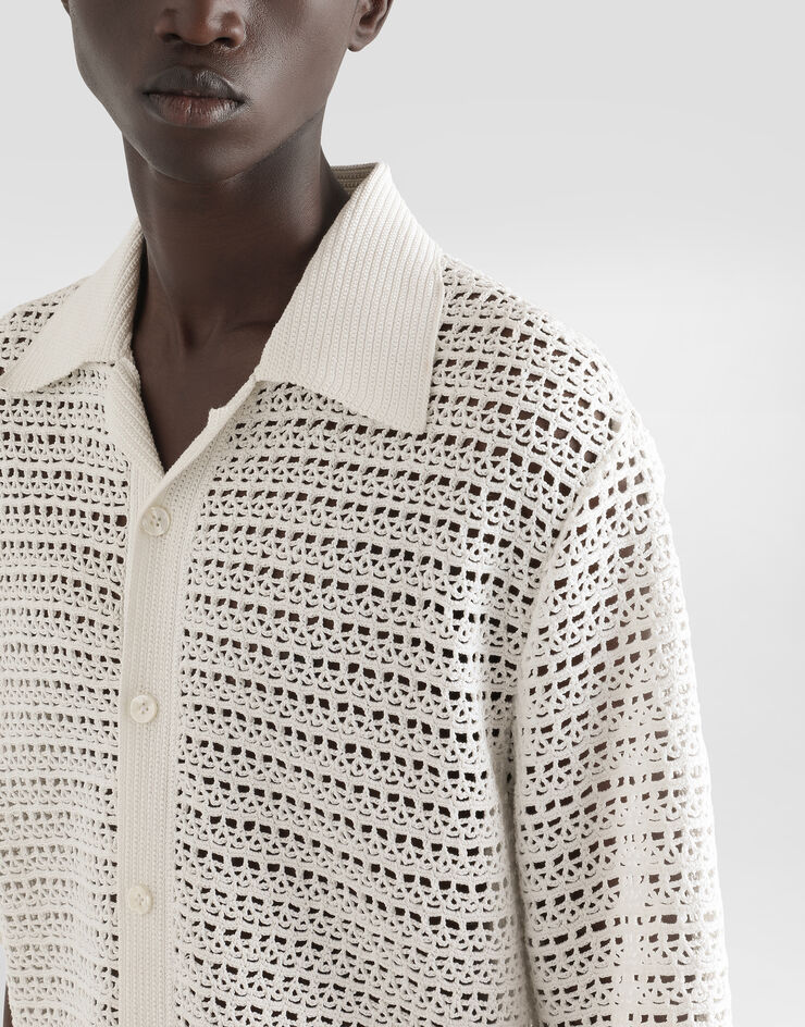 Dolce & Gabbana Camisa de ganchillo de algodón hecha a mano Blanco GXV99TJBCFD