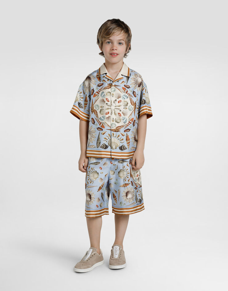 Dolce & Gabbana Shell-print short-sleeved twill shirt Multicolor L43S81HI1ZB