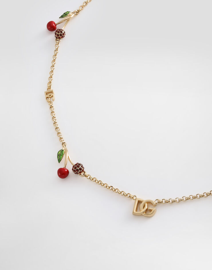 Dolce&Gabbana Necklace with DG logo and cherry charms Dolce&Gabbana Necklace with DG logo and cherry charms Gold WNP6C2W1111