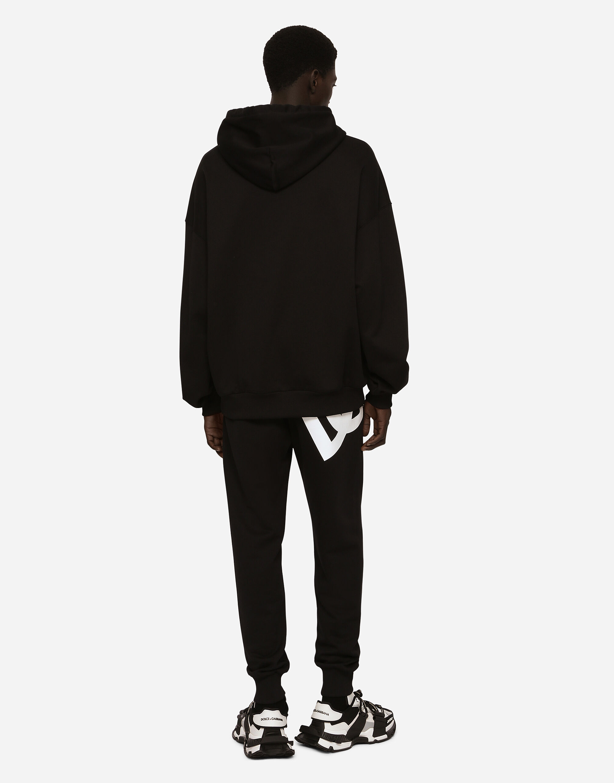 Jersey hoodie with DG print in Black for Dolce Gabbana US