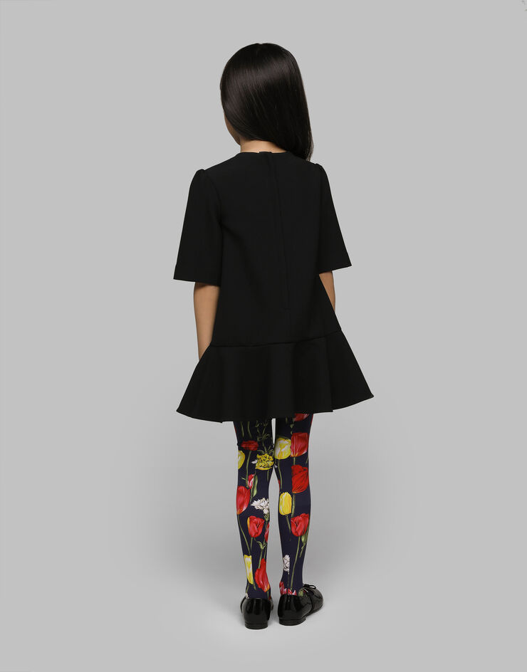 Dolce & Gabbana Robe en cady avec boutons à logo Noir L53DX3FURMM