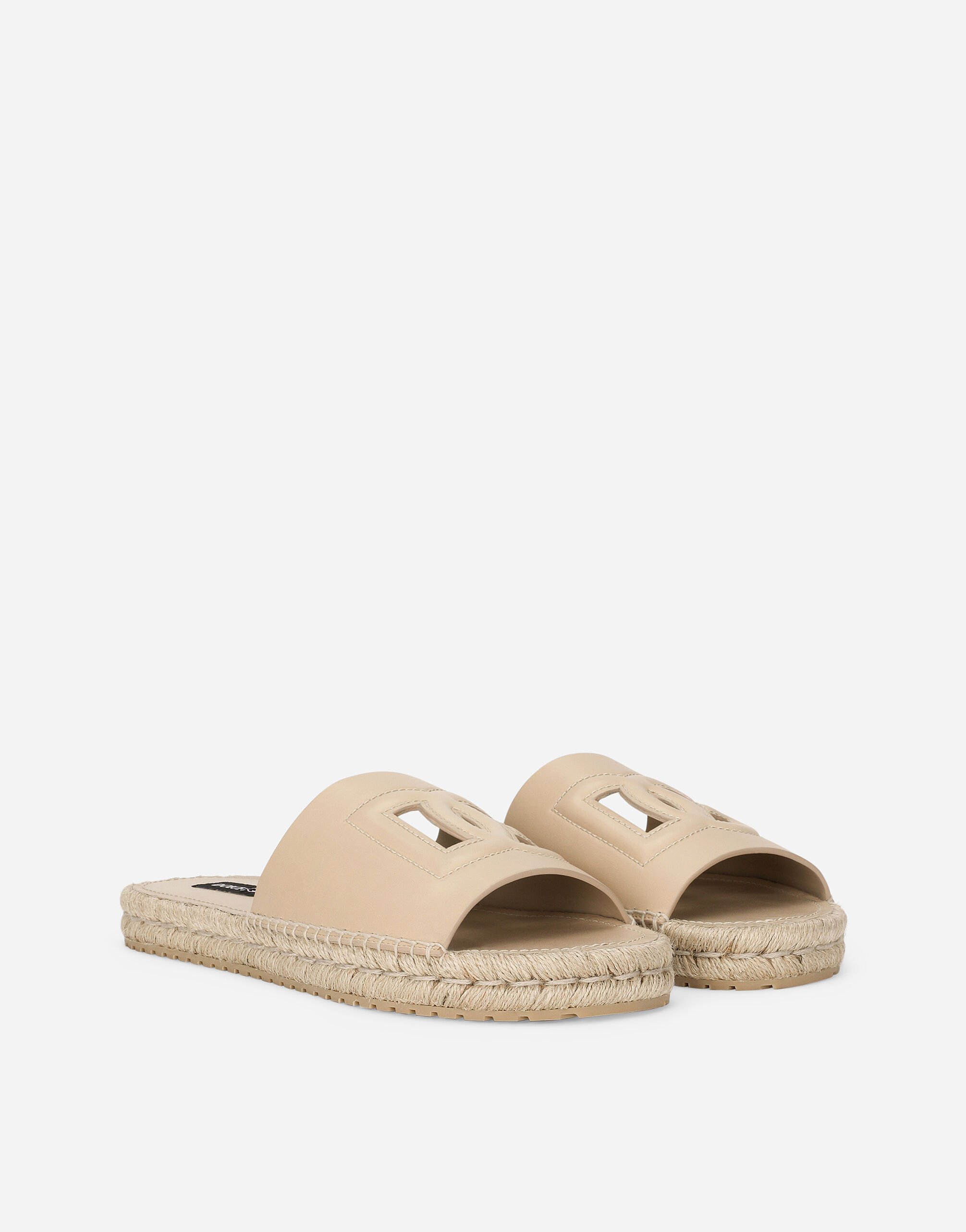 Calfskin espadrille sliders en Beige pour homme Dolce Gabbana