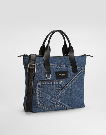 Dolce & Gabbana Small patchwork denim shopper Blue BM2384AQ760