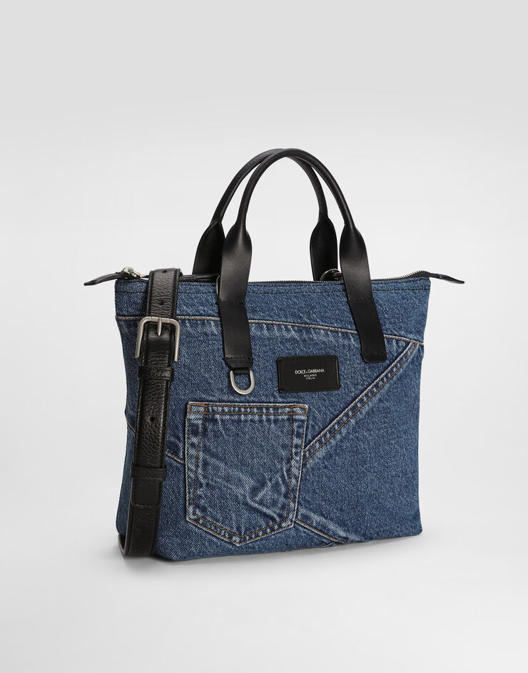 Dolce & Gabbana Small patchwork denim shopper Blue BM2384AQ760