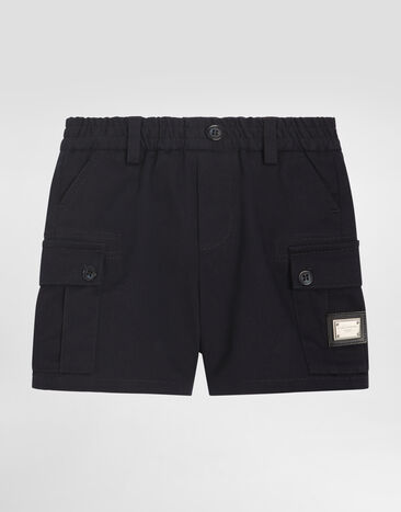 Dolce & Gabbana Gabardine shorts with branded tag Azure L13Q60FR50R