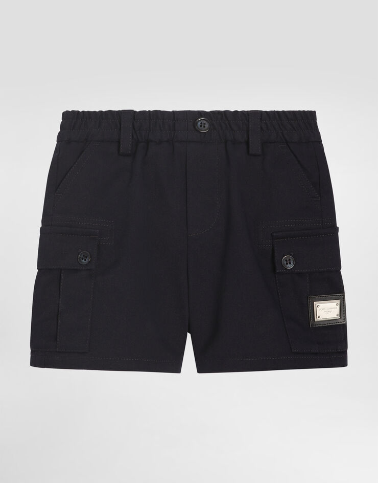 Dolce & Gabbana Gabardine shorts with branded tag Blue L13Q73FUFL3