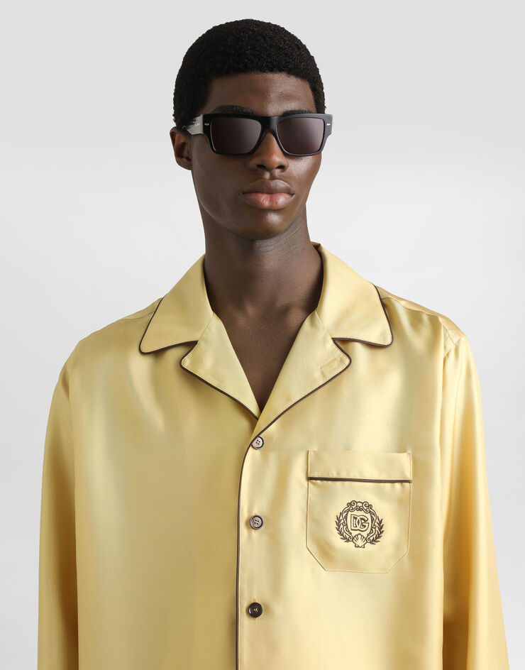 Dolce & Gabbana Silk twill vanity shirt Yellow G5IF1ZFU10S