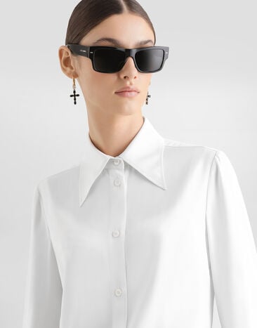 Dolce & Gabbana Camicia in charmeuse stretch Bianco F5U24ZFUABF