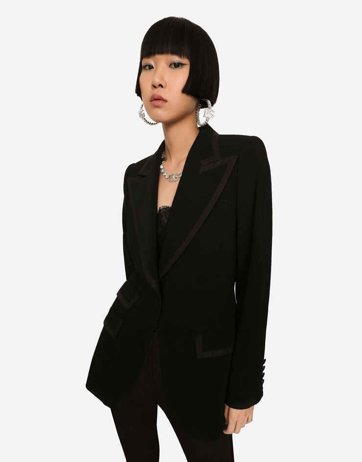 Dolce & Gabbana Single-breasted twill Turlington tuxedo jacket Black F29EFTFUBGC