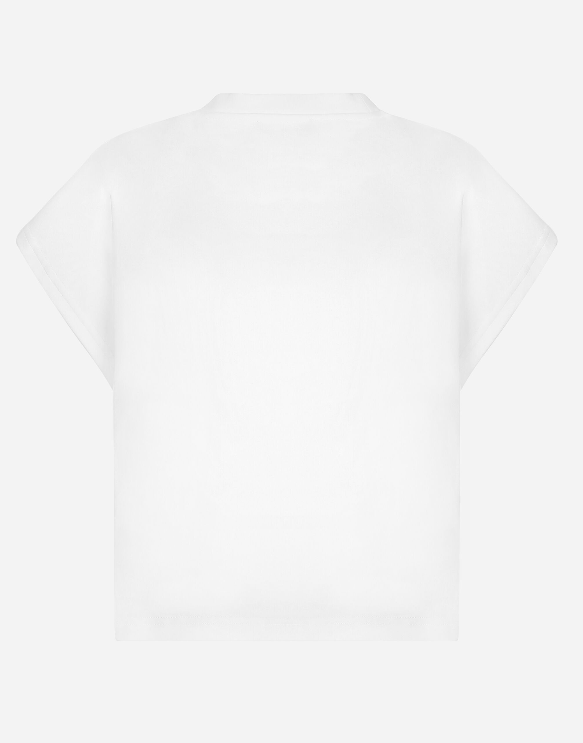 Dolce & Gabbana ロゴホワイトコットンクルーネック半袖Tシャツ Jersey T-shirt with logo on neck in White for Women